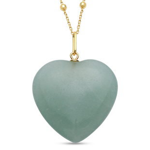 Green Aventurine Pendant with Chain Mix Metal  30.000  Ct.