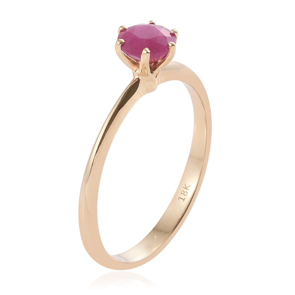 ILIANA 18K Yellow Gold 1 Carat AAA Ruby Solitaire Ring