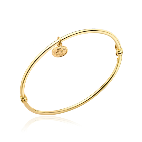 Close Out Deal Italian 9K Y Gold Bangle with Charm (Size 7.25), Gold Wt 3.70 Gms.