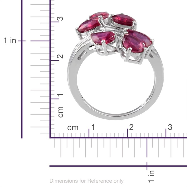 African Ruby (Pear) Crossover Ring in Platinum Overlay Sterling Silver 4.500 Ct.