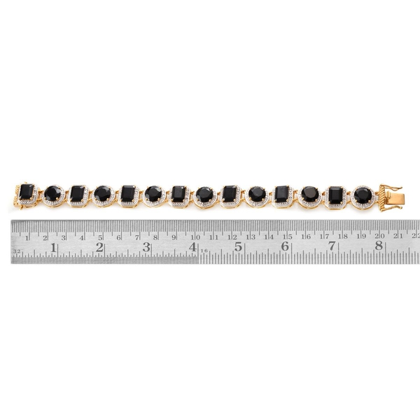 Boi Ploi Black Spinel and Diamond Bracelet in 14K Gold Overlay Sterling Silver (Size 7.75) 40.050 Ct.