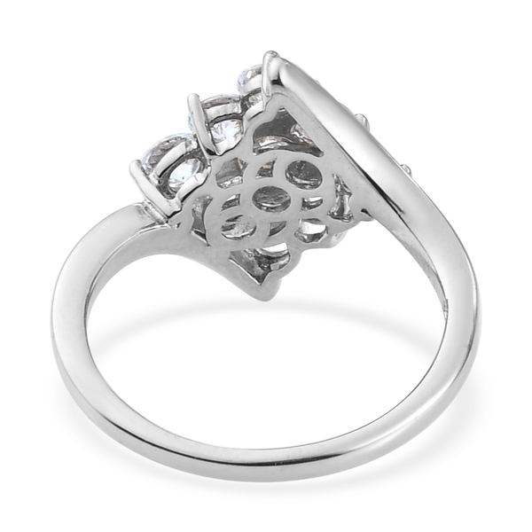 Lustro Stella Platinum Overlay Sterling Silver Ring Made with Finest CZ 2.23 Ct.