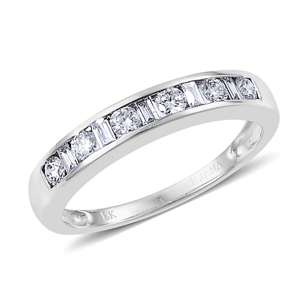 ILIANA 0.50 Ct Dimaond Half Eternity Bnad Ring in 18K White Gold IGI Certified Diamond SI GH