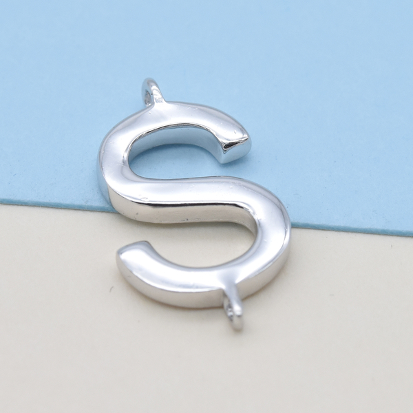 Platinum Overlay Sterling Silver Initial S Charm