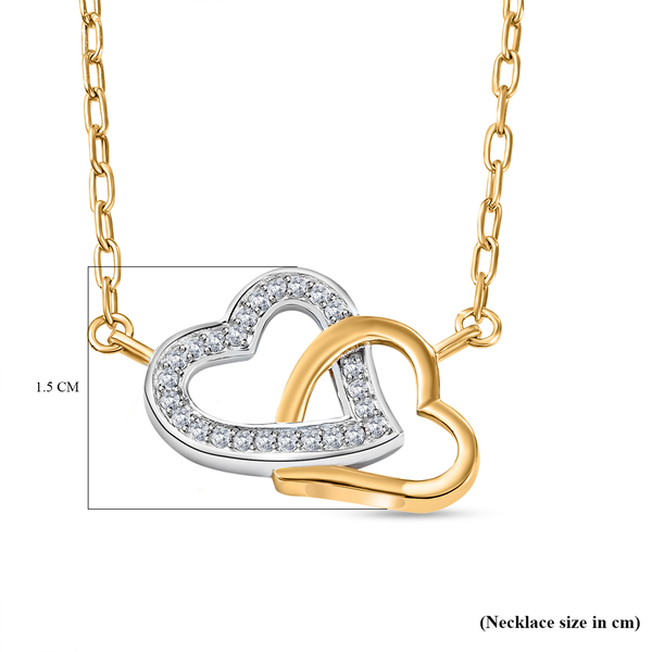 Diamond Heart Necklace (Size - 18) in Two Tone Overlay Sterling Silver 0.22 Ct.