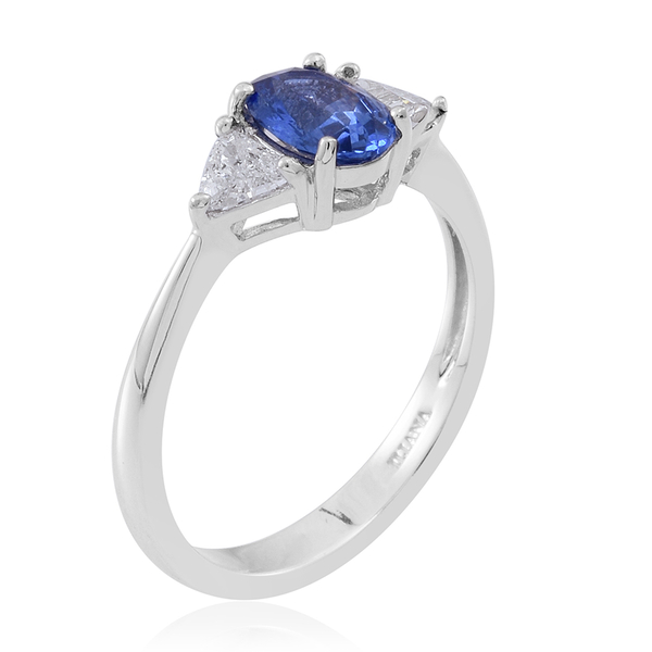 ILIANA 18K W Gold AAA Ceylon Sapphire (Ovl 1.00 Ct), Diamond Ring 1.330 Ct.