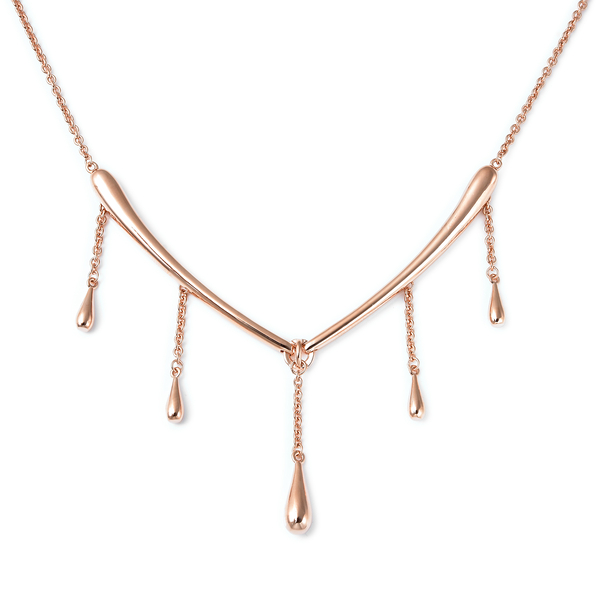 LucyQ Tear Collection - 2 in 1 Rose Gold Overlay Sterling Silver Necklace (Size 18/24/26), Silver Wt. 19.50 Gms