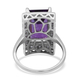 Lusaka Amethyst and Natural Cambodian Zircon Ring in Rhodium Overlay Sterling Silver 9.19 Ct.