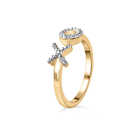 Diamond (Rnd) Hug and Kiss Ring (Size R) in 14K Gold Overlay Sterling Silver