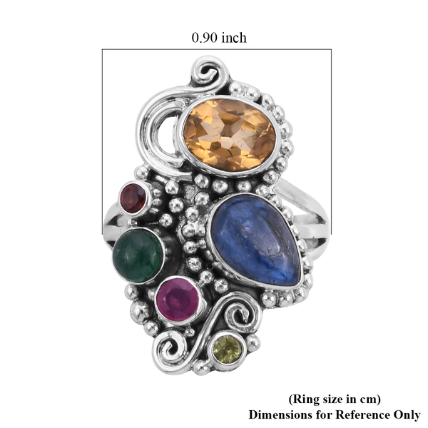 Sajen Silver GEM HEALING Collection- Kyanite, Citrine and Multi Gemstone Ring on Sterling Silver 5.58 Ct.