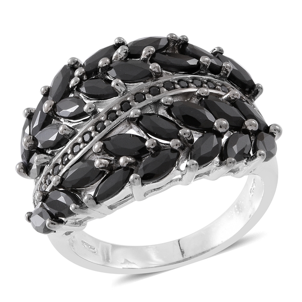 Red Carpet Collection-Boi Ploi Black Spinel (Mrq) Ring in Rhodium Plated Sterling Silver 6.400 Ct.