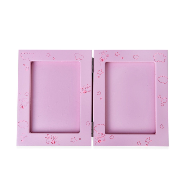 Baby Handprint and Footprint Keepsake Foldable Photo Frame Kit in Pink Colour (Size 16.6X12.8X2.8 Cm)