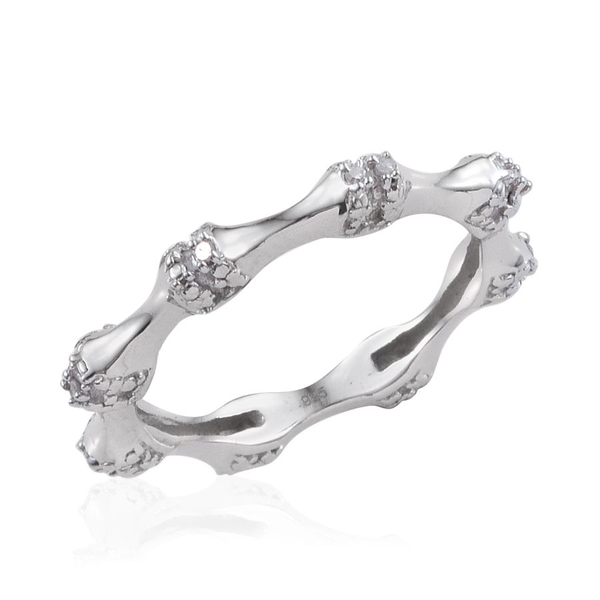 Diamond (Rnd) Stackable Bamboo Ring in Platinum Overlay Sterling Silver 0.050 Ct.