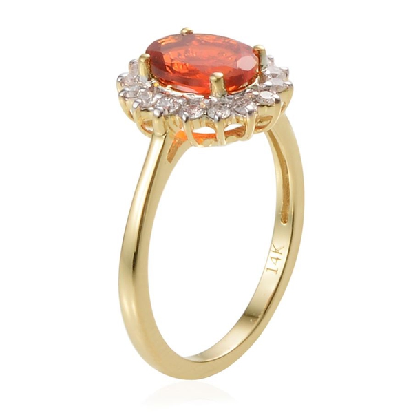 14K Y Gold Jalisco Fire Opal (Ovl 0.75 Ct), Diamond Ring 1.050 Ct.