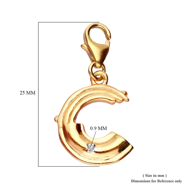 Diamond (Rnd) Initial C Charm in 14K Gold Overlay Sterling Silver