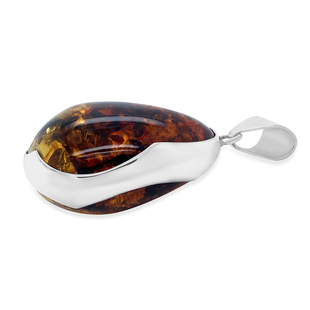 Natural Baltic Bi-Colour Amber Pendant in Sterling Silver, Silver Wt. 7.00 Gms