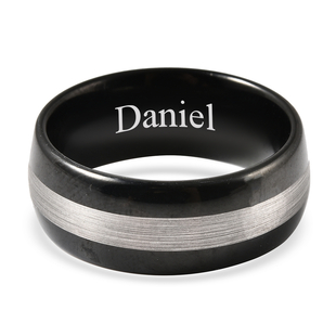 Personalised Engravable Natural Tungsten Dual Tone Secret Message Band Ring