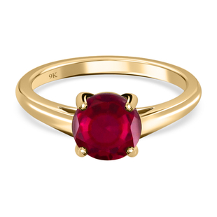 9K Yellow Gold AA African Ruby (FF) Solitaire Ring 2.00 Ct.