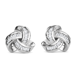 Diamond Knot  Carat Stud Earrings (With Push Back) in Platinum Overlay Sterling Silver