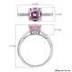 ELANZA Simulated Pink Sapphire (Asscher Cut) and Simulated Diamond Ring in Rhodium Overlay Sterling Silver