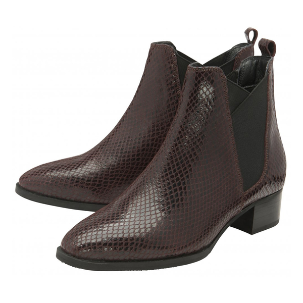 Ravel Bordo Loburn Snake-Print Leather Ankle Boots (Size 3)