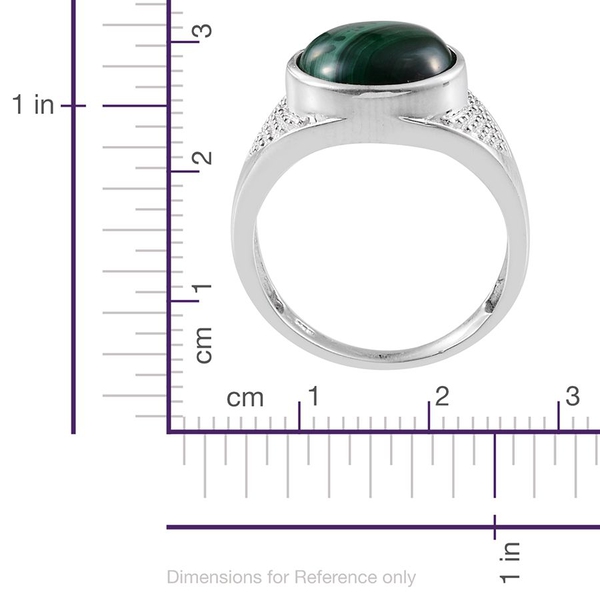Malachite (Rnd) Solitaire Ring in Sterling Silver 6.500 Ct.