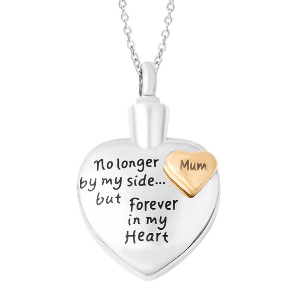 2 Piece Set - Engraved Memorial Mum Heart Pendant with Chain (Size 20) and Funnel with Needle in Dua