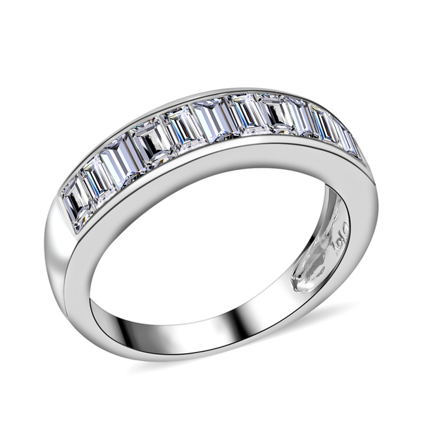 Moissanite Ring in Rhodium Overlay Sterling Silver 1.52 Ct.