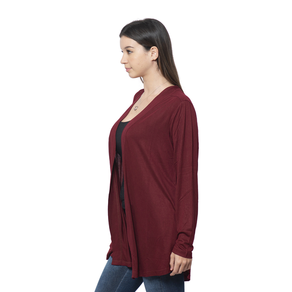 Wine Colour Push up Sleeve Cardigan with Pockets
