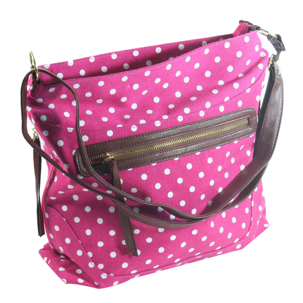 Close Out Deal- Elizabeth Rose Polka Dot Crossbody Bag with Multi Compartment and Adjustable Shoulde