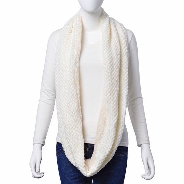 Double Layered Infinity White Colour Scarf (Size 20X80 Cm)