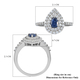 Blue Sapphire and Natural Cambodian Zircon Ring in Platinum Overlay Sterling Silver 1.32 Ct.