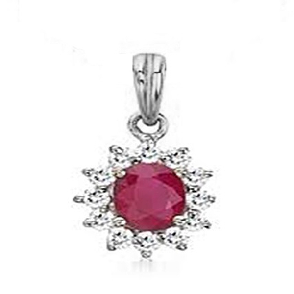 9K W Gold Ruby (Ovl 1.55 Ct), Natural Cambodian Zircon Pendant 2.000 Ct.