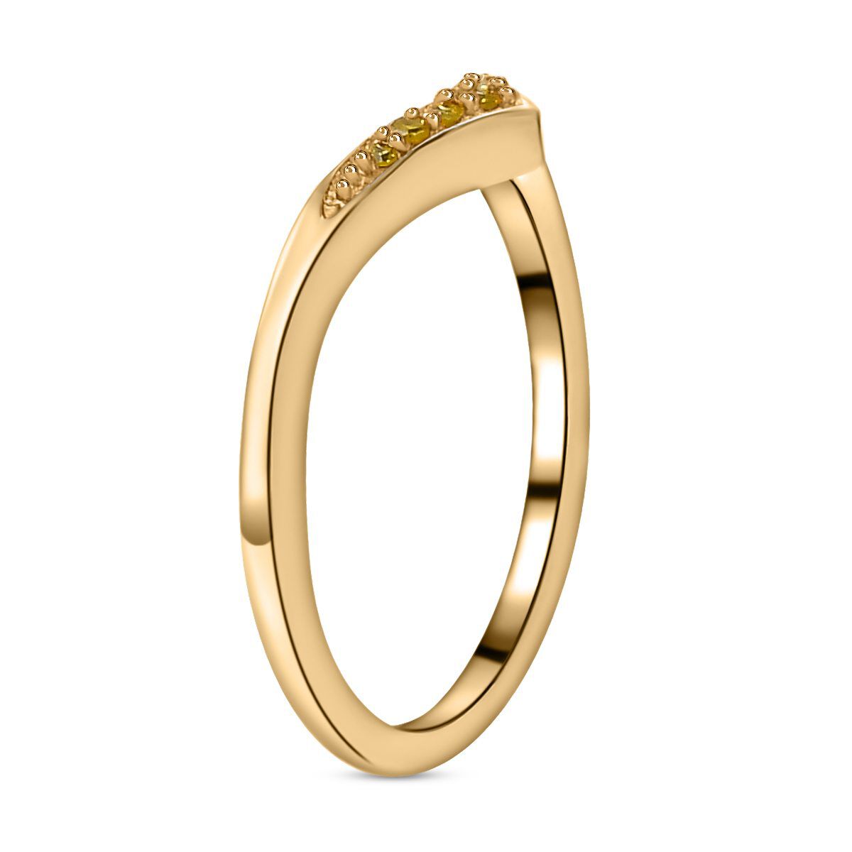 Yellow Diamond Wishbone Ring in 18K Yellow Gold Vermeil Plated Sterling Silver