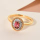 Pink Tourmaline and Natural Cambodian Zircon Ring in 14K Gold Overlay Sterling Silver