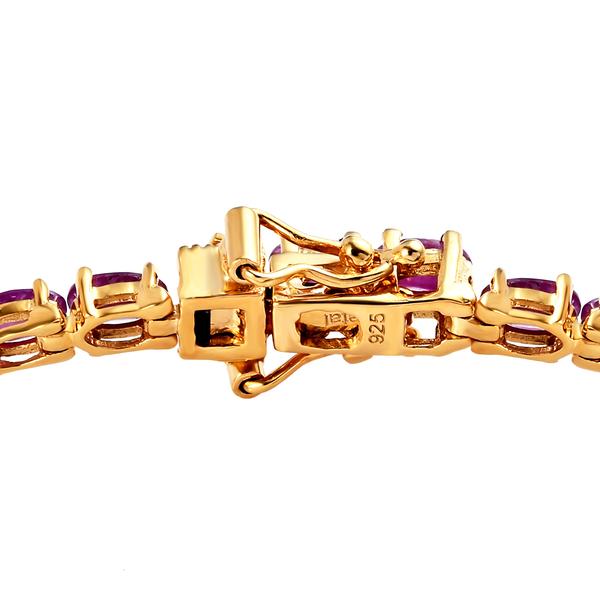 Moroccan Ruby Bracelet (Size 7) in 14K Gold Overlay Sterling Silver 10.24 Ct, Silver Wt. 7.63 Gms