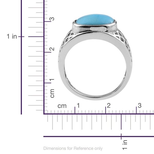 Arizona Sleeping Beauty Turquoise (Cush) Solitaire Ring in Platinum Overlay Sterling Silver 3.500 Ct.