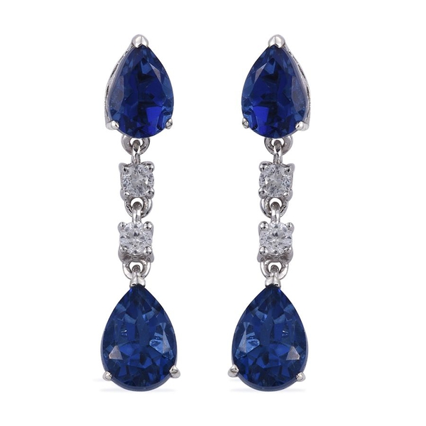 Ceylon Colour Quartz (Pear), Natural Cambodian Zircon Earrings (with Push Back) in Platinum Overlay 