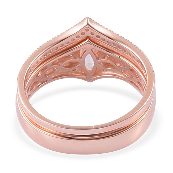 AAA Simulated White Diamond 2 Ring Set in Rose Gold Overlay Sterling Silver