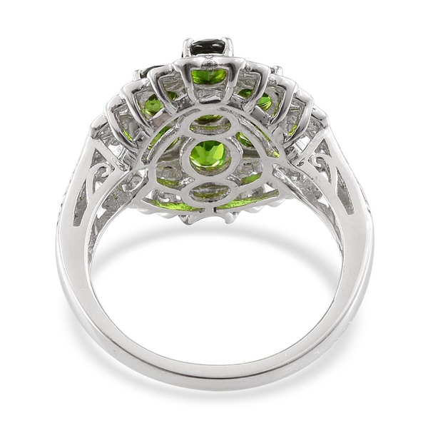 Chrome Diopside (Ovl) Ring in Platinum Overlay Sterling Silver 3.250 Ct.