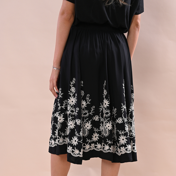 JOVIE Miss Collection 100% Viscose Embroidered Skirt ( Size M/L,8-16 ) - Black