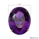 9K Yellow Gold Natural Lusaka Amethyst (Oval 28x22mm) Solitaire Ring 50.00 Ct.