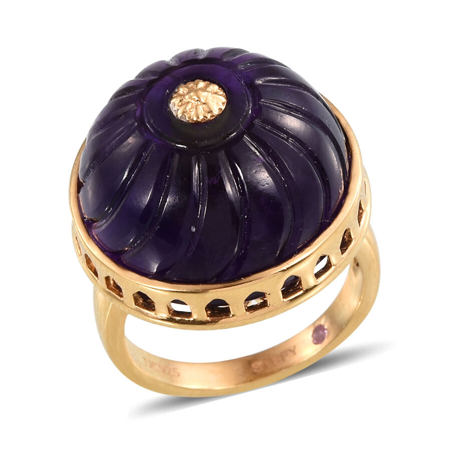 Stefy Amethyst (Rnd), Pink Sapphire Ring in 14K Gold Overlay Sterling Silver 29.030 Ct.