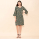 TAMSY 100% Viscose Floral Pattern Midi Dress (Size 10) - Dark Green