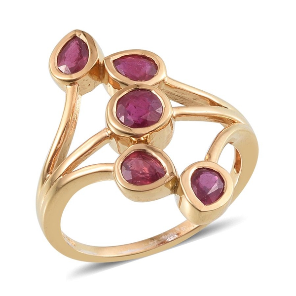 African Ruby (Rnd 0.50 Ct) Ring in 14K Gold Overlay Sterling Silver 2.000 Ct.