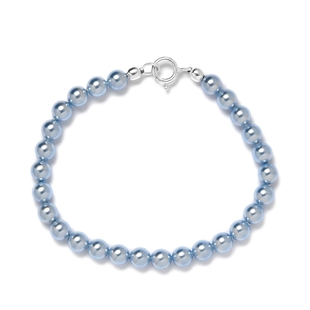 Lustro Stella Light Blue Pearl Crystal Beads Bracelet (Size 7.5) in Sterling Silver