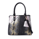 Snake skin Pattern Tote Bag with Handle Drop and Zipper Closure (Size 30x13x26Cm) - Black