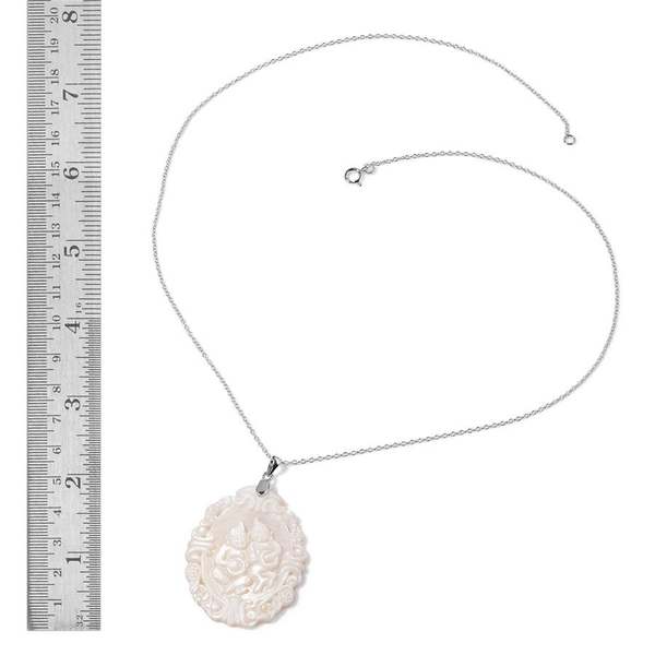White Shell ZODIAC Gemini Pendant With Chain in Sterling Silver