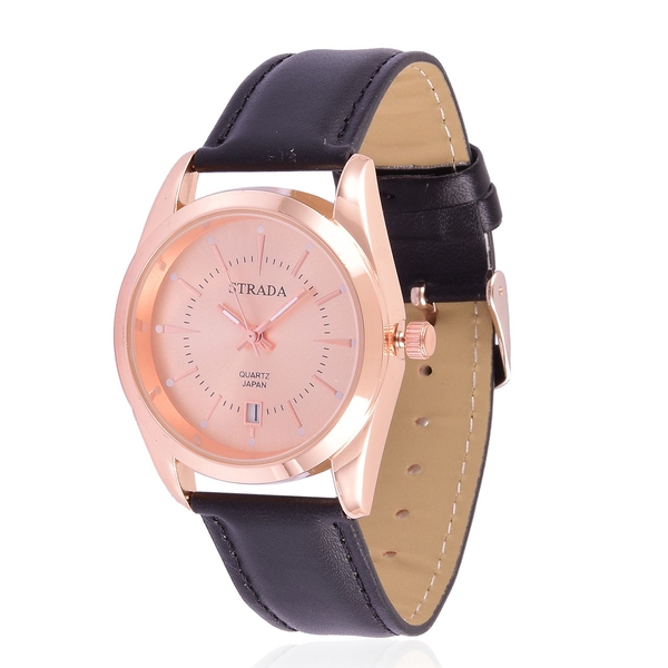 STRADA Japanese Movement Rose Gold Colour Dial Water Resistant Watch in Rose Gold Tone with Stainles