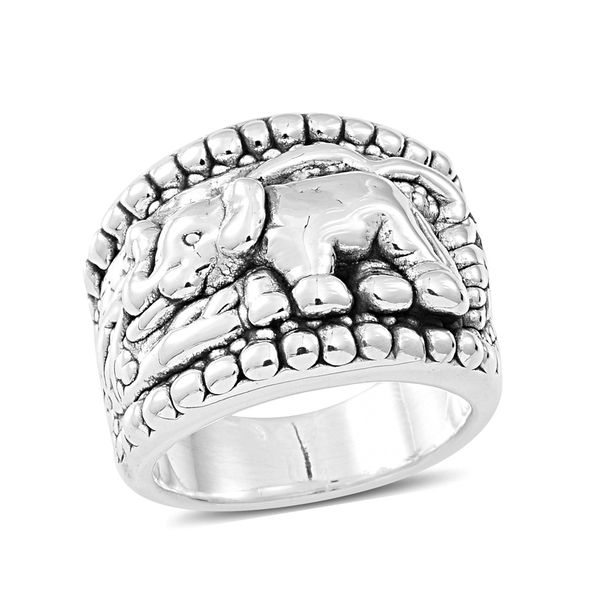 Thai Sterling Silver Elephant Band Ring, Silver wt 5.81 Gms.